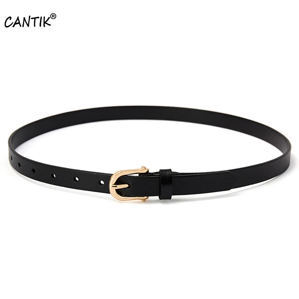 CANTIK Retro Alloy Pin Buckle Metal Jeans Female Style Clothing Accessories Top Quality Pure Solid 100% Cow Genuine Leather Belt