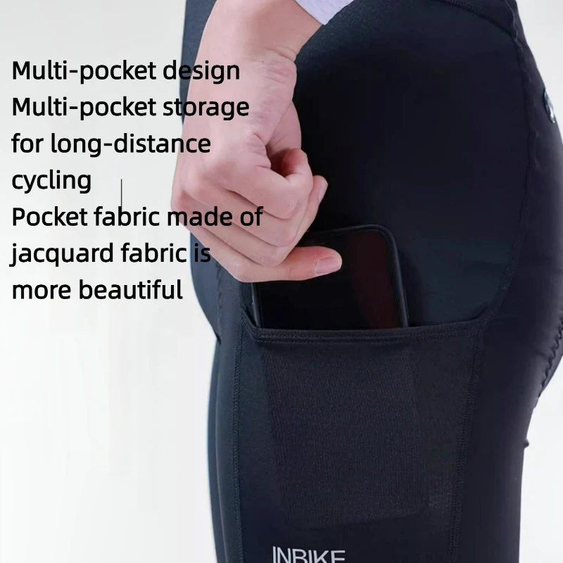 INBIKE Men's Bib Cycling Tights Road Mountain Bicycle Pants With Multi-pocket Design Comfortable No-trace Sports Wear