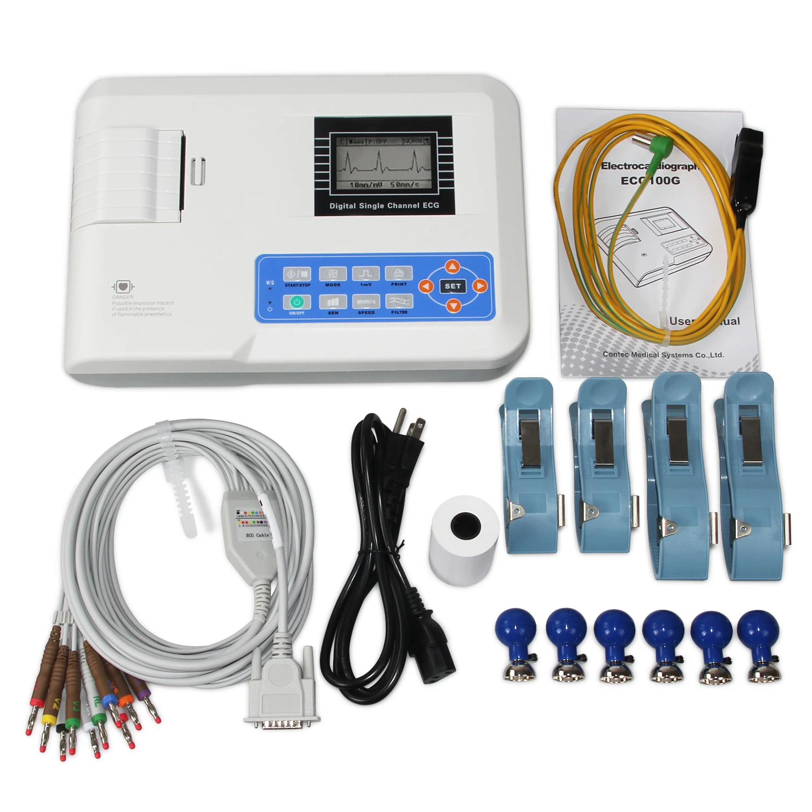 NEW CONTEC Portable ECG Machine EKG Monitor Electrocardiograph Printer ECG100G