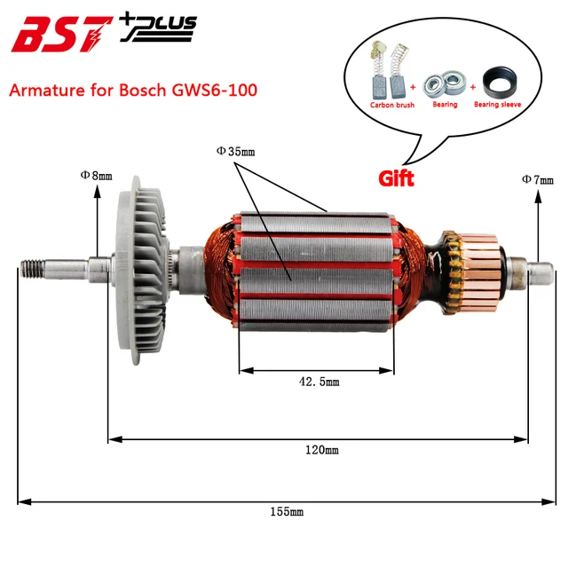 Kohlebürsten BOSCH GWS 6-110 E, GWS 6-115 E, GWS 6-115 - PREMIUM (P2187)