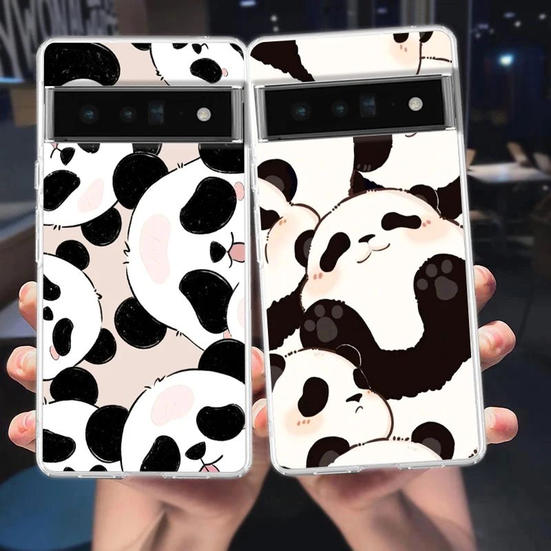 Clear TPU Phone Case with Cartoon Panda Design