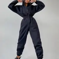 Korea Fashion Hoodies Jumpsuit One Piece Casual Rompers À Manches Longues Hiver Taille Haute Salopette Femmes Tenue Femmes Tracksuit pull 4
