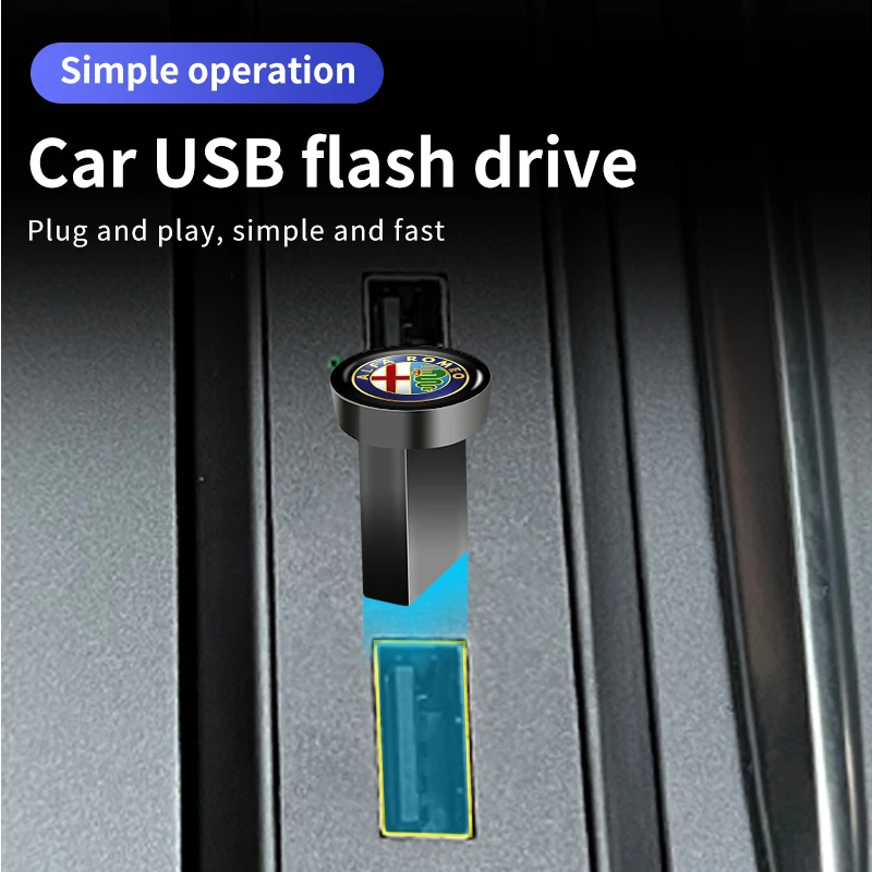 미니 차량용 USB 플래시 드라이브, Al fa Ro meo 메모리 디스크 저장소, 뮤직 비디오, GPS 네비게이션, 자동차 전자 액세서리, 16, 32, 64 GB