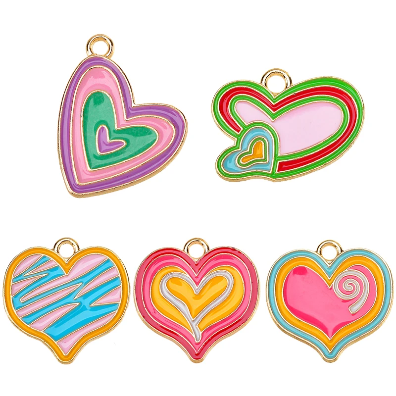 Cute Rainbow Shell Heart Charms For Jewelry Making Supplies, Golden Enamel  Accessories Diy Earring Bracelet Necklace - Temu