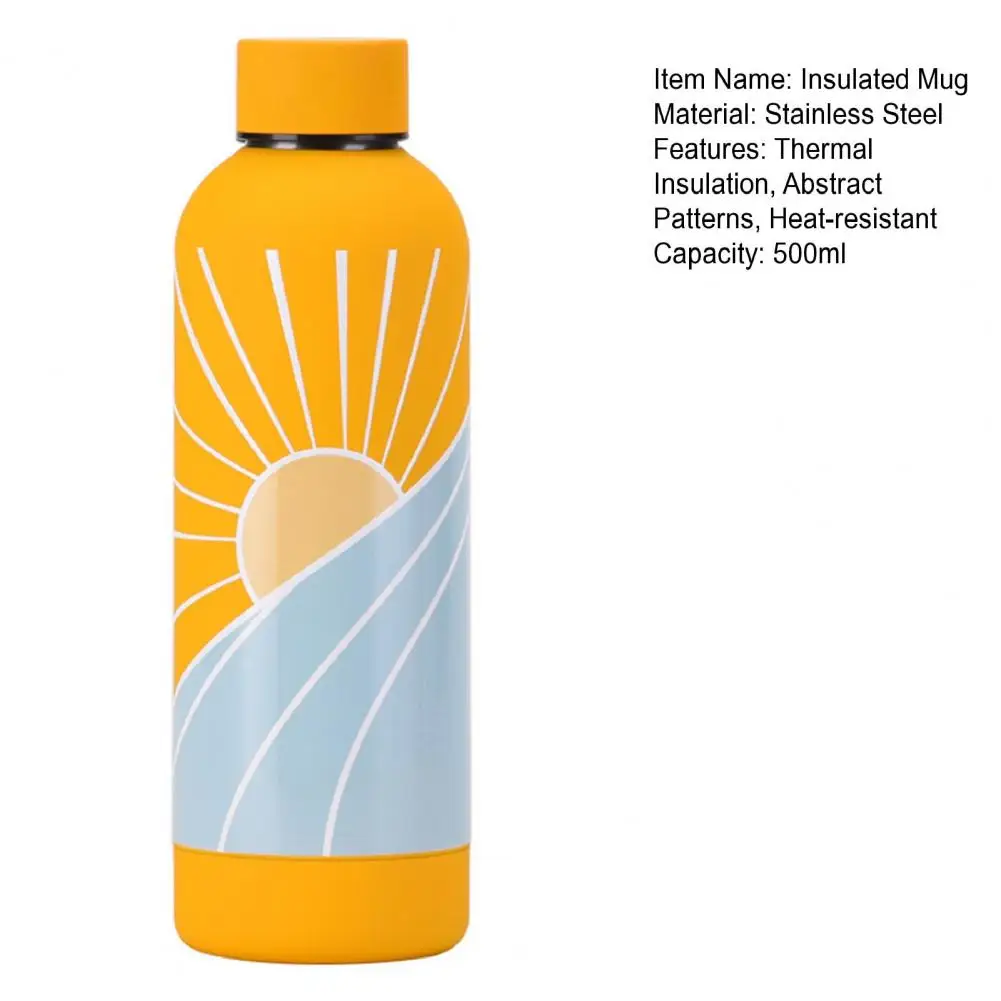500ml Insulated Bottle Chic Stainless Steel Small Caliber Thermal Cup Large Capacity Heat-resistant Leak-proof Drinking Kettle