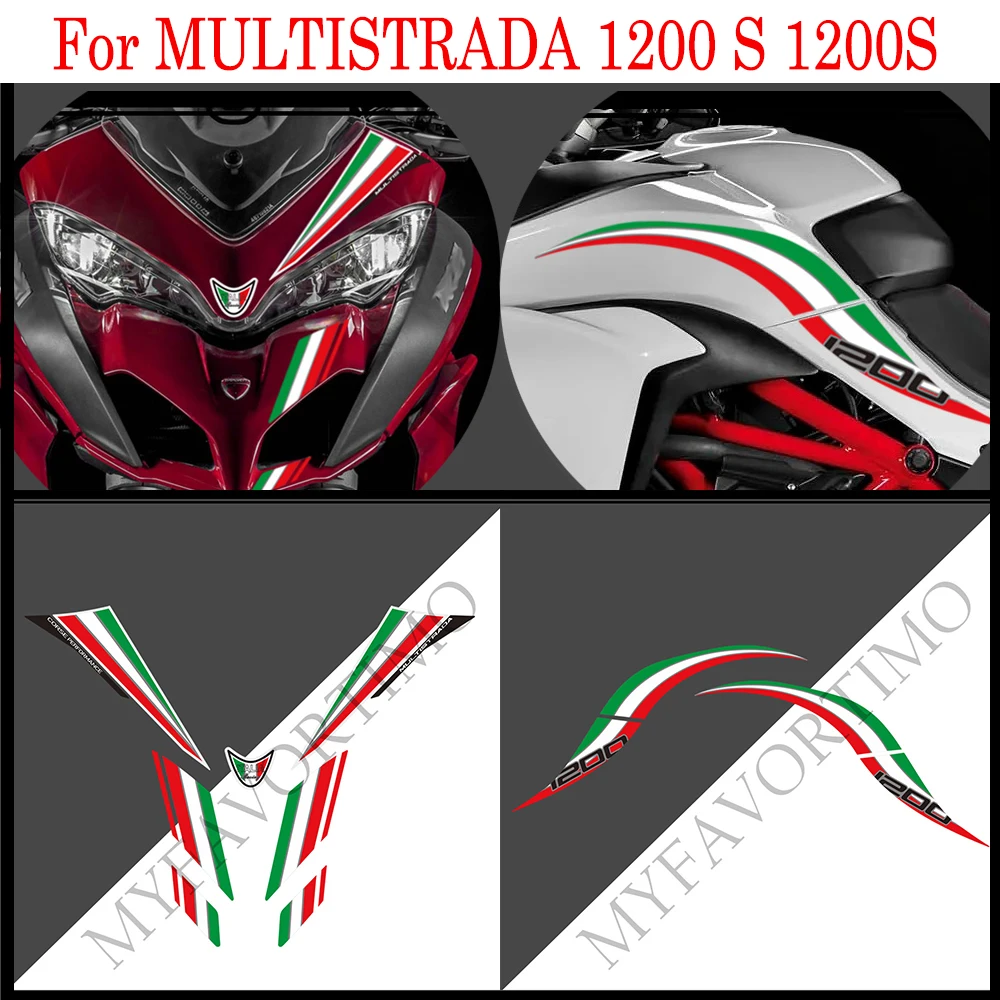 Motorcycle For Ducati MULTISTRADA 1200 S 1200S Tank Pad  Grips Gas Fuel Oil Kit Knee Fairing Fender Protector Stickers Decals