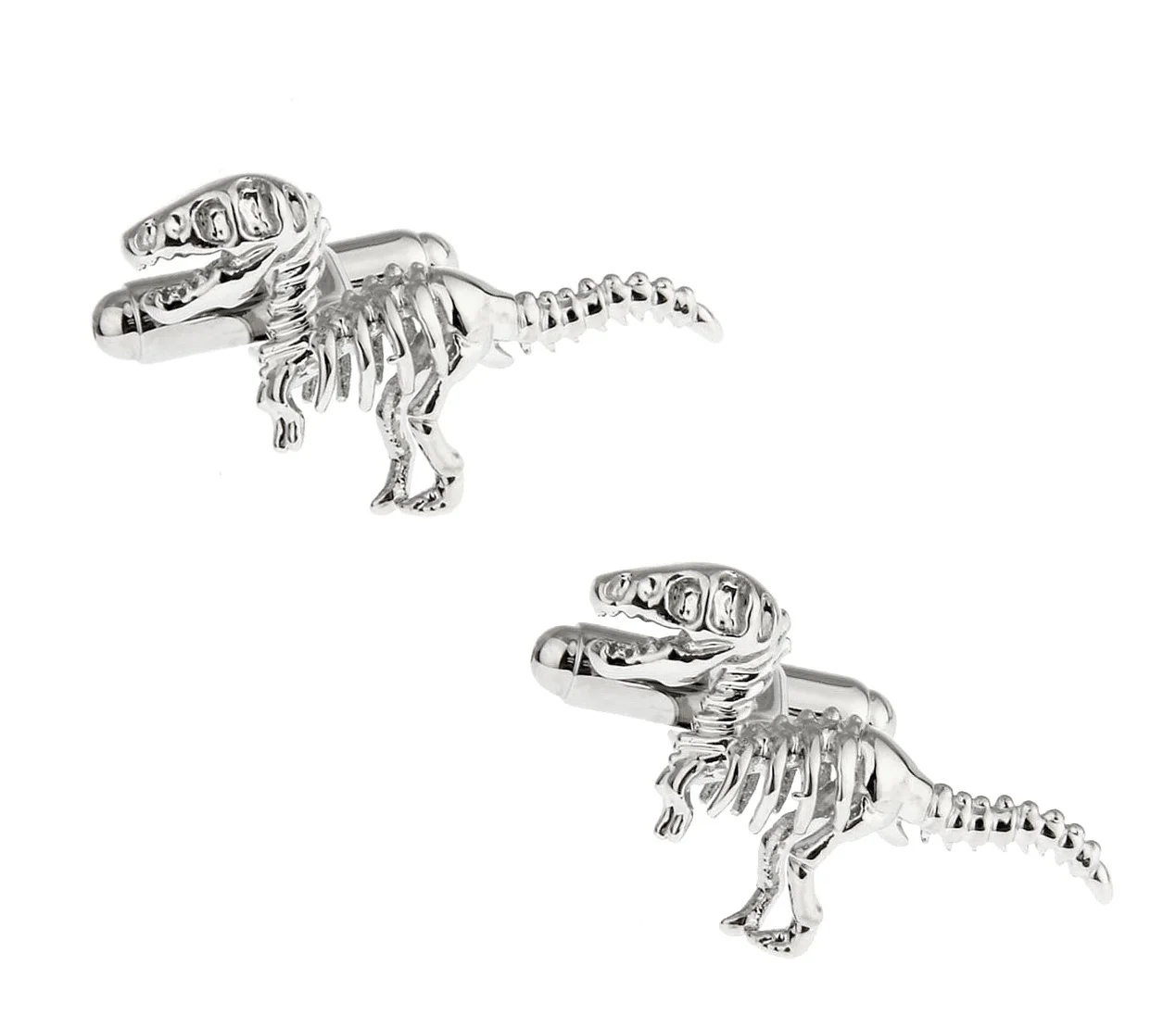 Igame Dinosaur Cuff Links Colori Argento Tyrannosaurus Rex Design Qualità Ottone Materiale Gemelli Per Uomo