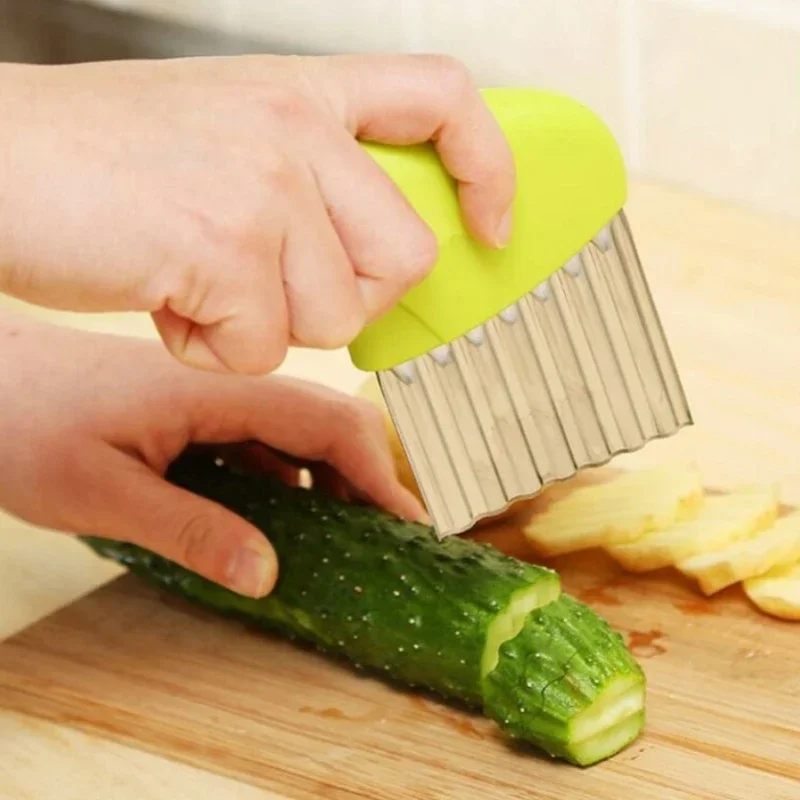1pc Potato Wave Cutting Stainless Steel French Fries Slicer Vegetable Cutter Kitchen Accessories