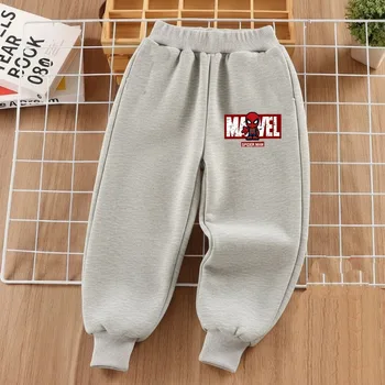 Spring Autumn Boys Sport Pants Marvel Spiderman Printed Kids Casual Trousers Children High Waist Jogger Comfy Elastic Waist Pant 1