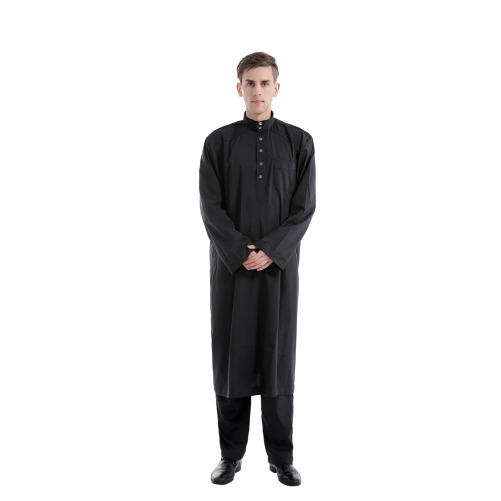 Muslim Islamic Clothing Men\'s Arab Robe Arab Vintage Long Sleeve Men Jubba Thobe Robe Loose Dubai Saudi Arab Kaftan Men Clothing