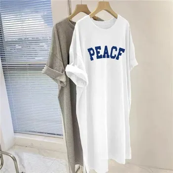 Casual Summer Loose Plus Size Dress Women Korean Style Simple Versatile Short Sleeved Dress 1