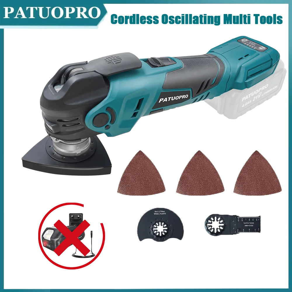 PATUOPRO cordless oscillating multi tool, 5 speed brushless electric saw shovel cutting power tool for Makita 18V battery