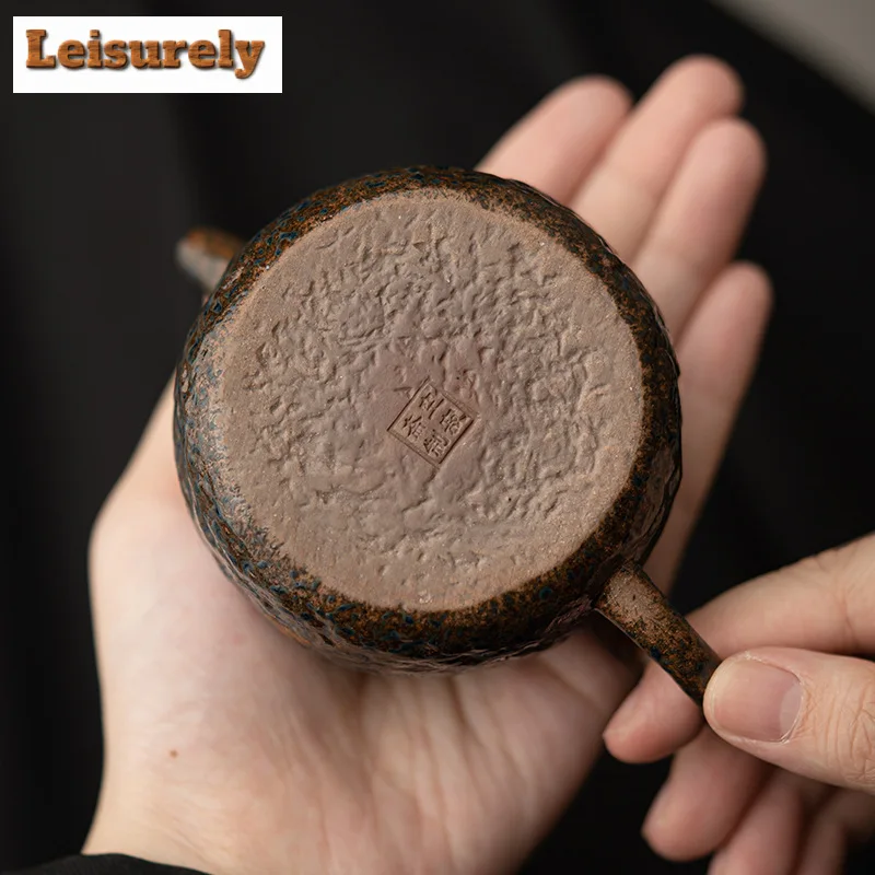 180ml Handmade Old Rock Mud Teapot Japanese Rough Pottery Pot Ancient Tea Maker Kettle Kung Fu Tea Chinese Tea Set Decoration