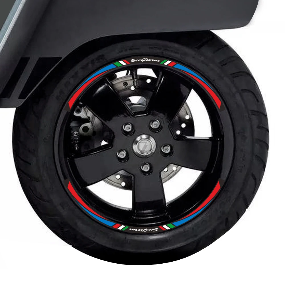 

For Piaggio Vespa GTS Sprint Primavera 50 150 150S 300 300ie Rim Decals Scooter 12" Wheel Reflective Sticker Set