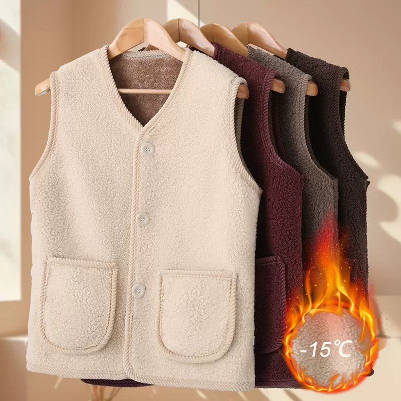 Winter Warm Fleece Vest Thickened Lamb Wool Waistcoat for Women Autumn and Winter Plus Size Insulated Outerwear Cozy Sleeveless
