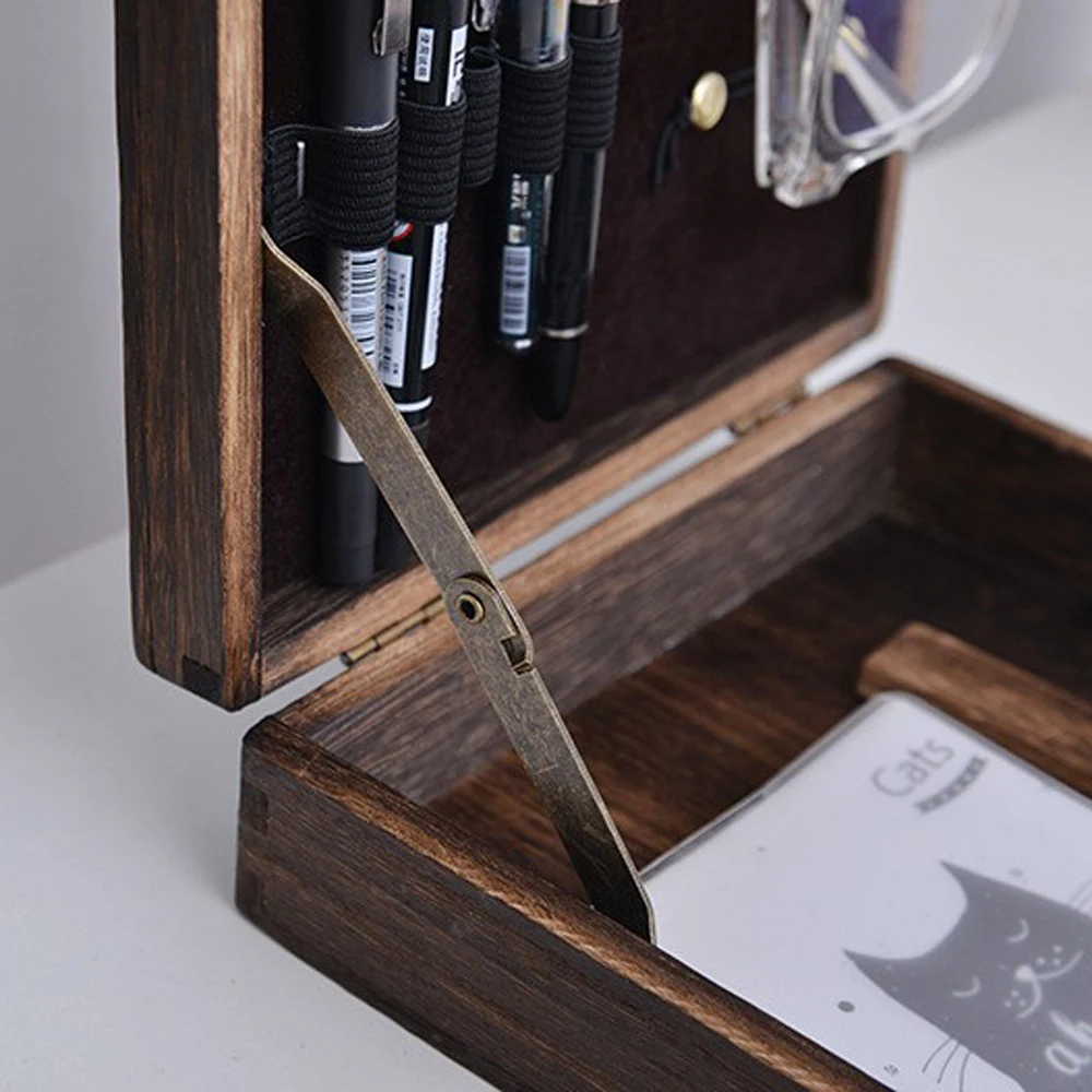Wood Messenger Bag Retro Nostalgic Writers Wood Box Bags Women's Outdoor Sketch Tool Storage