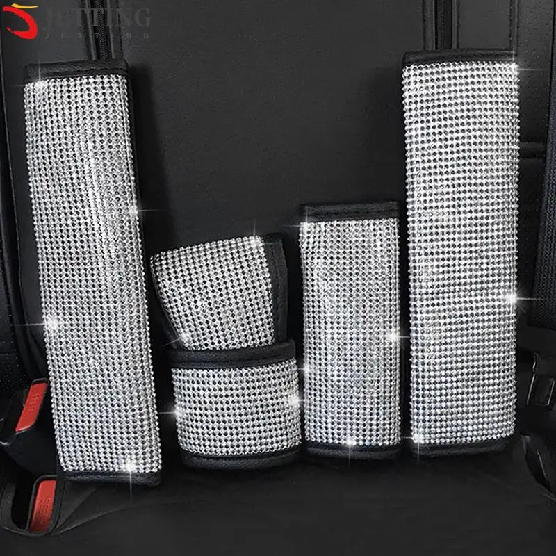 

Crystal Car Gear Shift Collar Cover Hand Brake Cover Car Seat Safety Belt Cover Bling Rhinestones Auto Interior Accessories