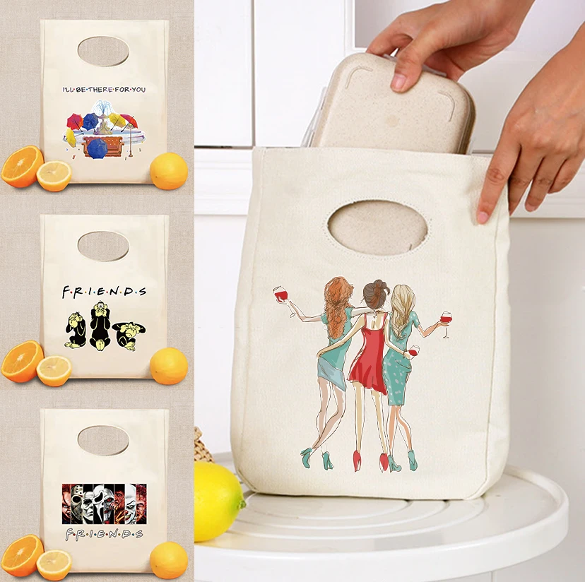 

Multifunction Large Capacity Cooler Bag Friends Pattern Printed Portable Thermal Lunch Bags Lunch Box Picnic Food Bag Handbag