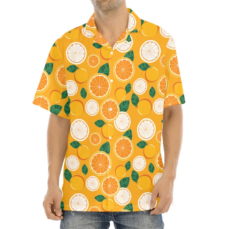 

Рубашка мужская с 3D-принтом тропических фруктов, модная смешная блузка с коротким рукавом, уличная Гавайская одежда, топ, лето