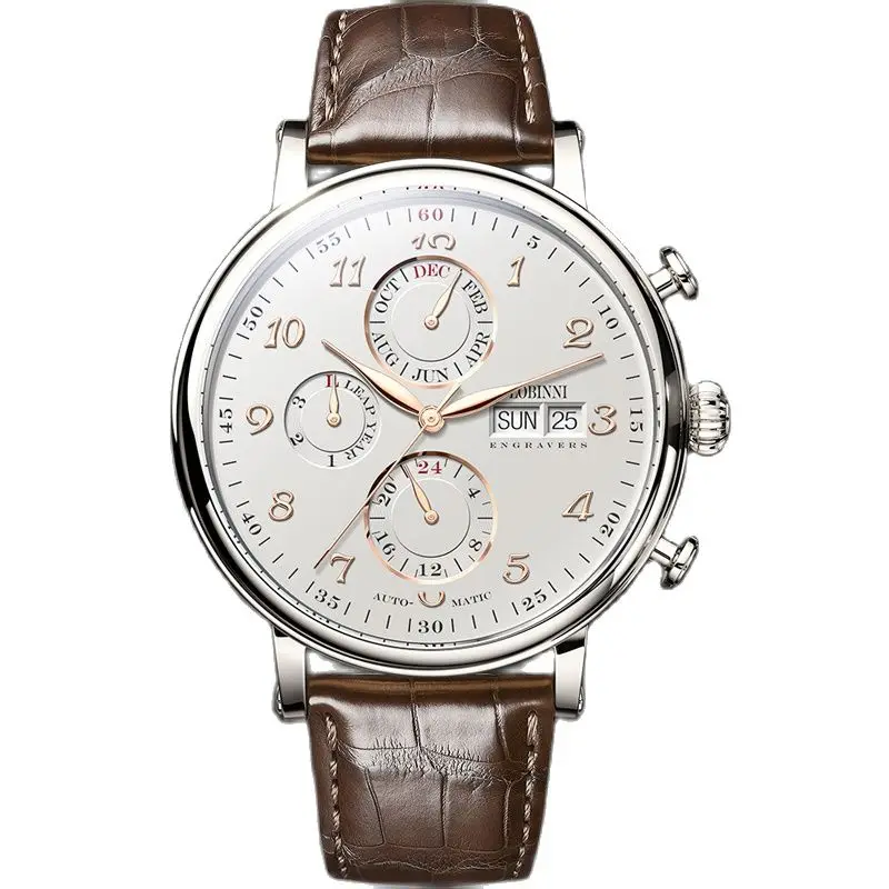 Switzerland LOBINNI Luxury Brand Perpetual Calendar Seagull Automatic Mechanical Sapphire Men\'s Watches Multi-function L13019-3