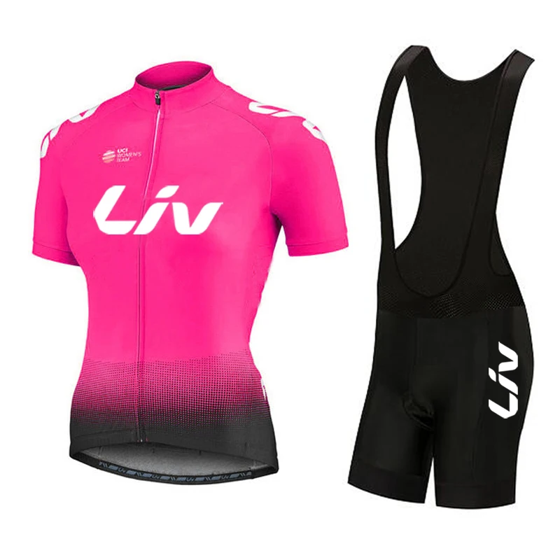 Women Summer Short Sleeve Cycling Clothing LIV Road Bike Jersey Set BIB Gel Shorts Sport Suit Female Bicycle Clothes MTB Dress