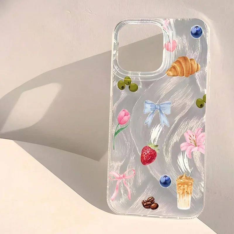 Chic Beaded Heart & Flower Pattern Phone Case Cover