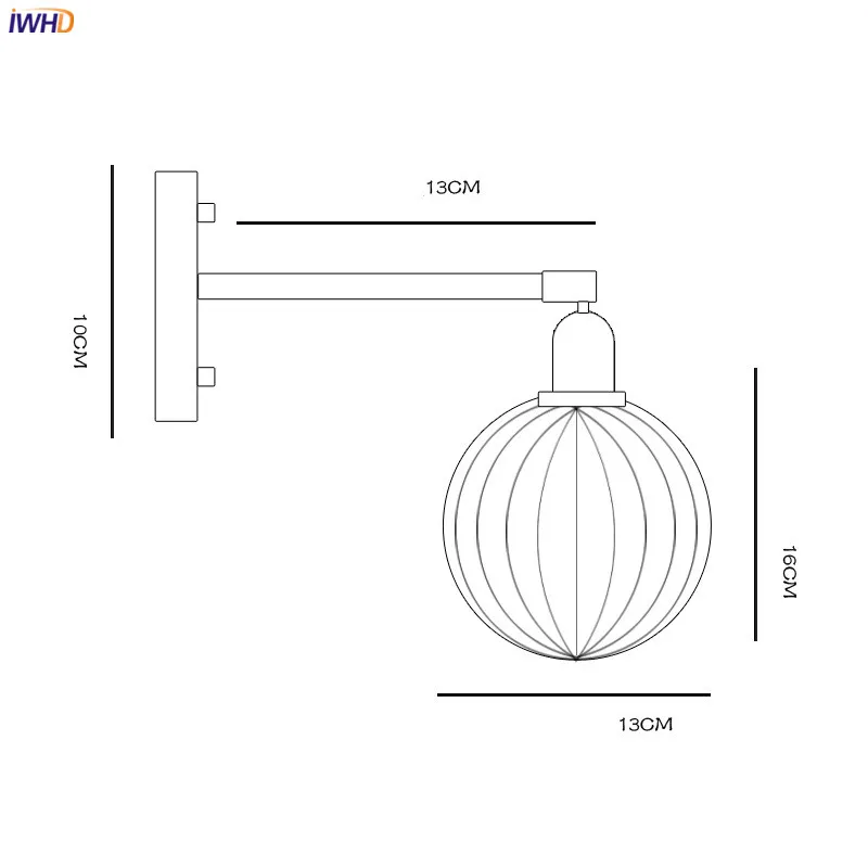 IWHD Pull Chain Nordic Modern Wall Lamp Sconce Beside Bedroom Bathroom Mirror Stair Light Glass Ball Wandlamp Luminaira Lighting led wall lamp wall sconces light wall lamp