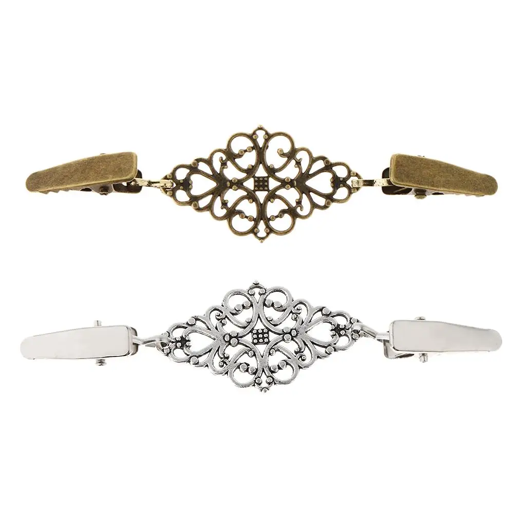 Women Vintage Sweater Cardigan Clip Hollow Alloy Plating Clothing Clips