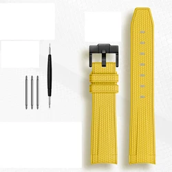 Durable Rubber Waterproof Sports Watch Strap with Curved End - 20mm - 20mm (Yellow BK buckle)