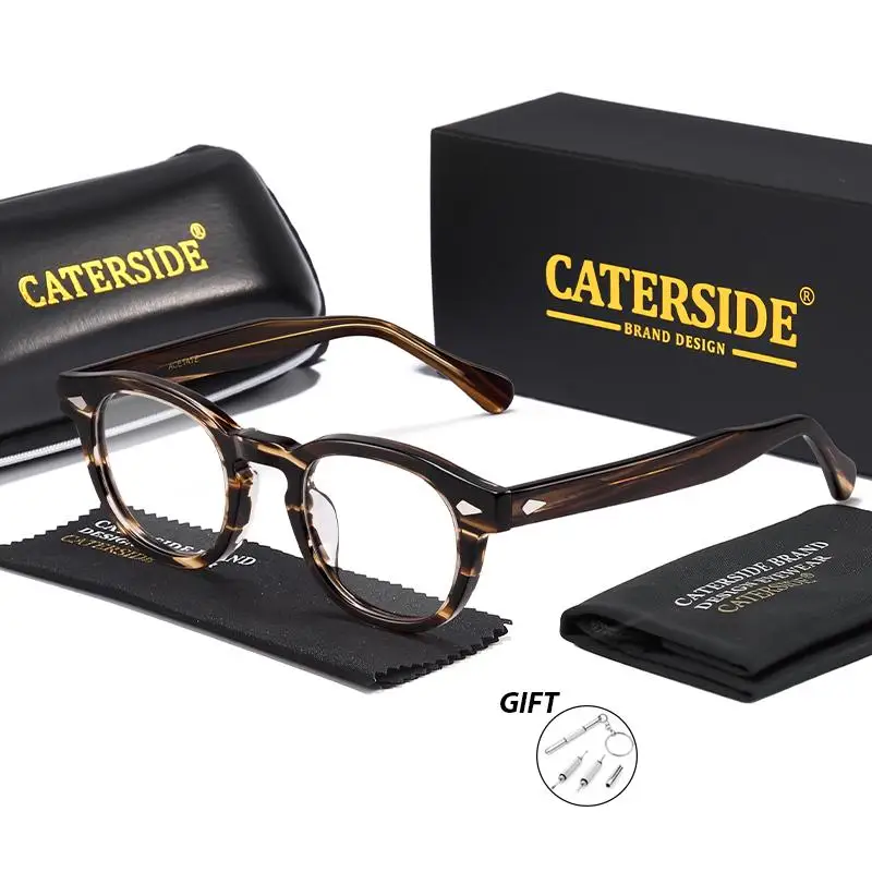 CATERSIDE Acetat Runde Männer Brillen Anti Blau Licht Lesen Brillen Angepasst Optische Gläser Frauen Täglichen Gläser – Detail 6