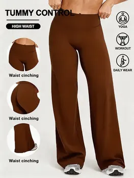 Womens Straight Leg Baggy Yoga Pants Soft Stretchy Material Sweat Wicking Fitness Sweatpants Suitable For Gym Exercise Running 1