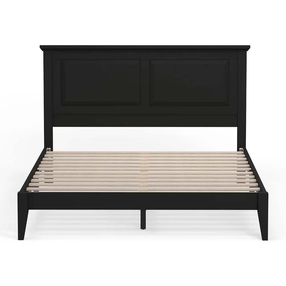 

Glenwillow Home Cottage Style Solid Wood Platform Bed in Queen - Ebony (Black)