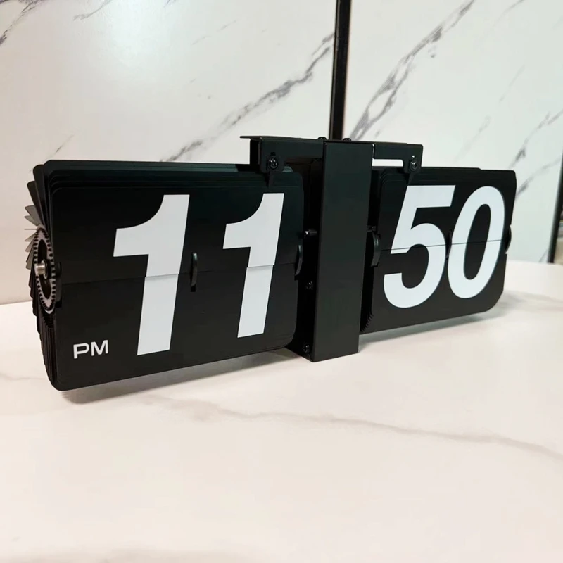 Flip Desk Clock Auto Flip Wall Mount  Powered Large Numbers Home Decor R7UB 3
