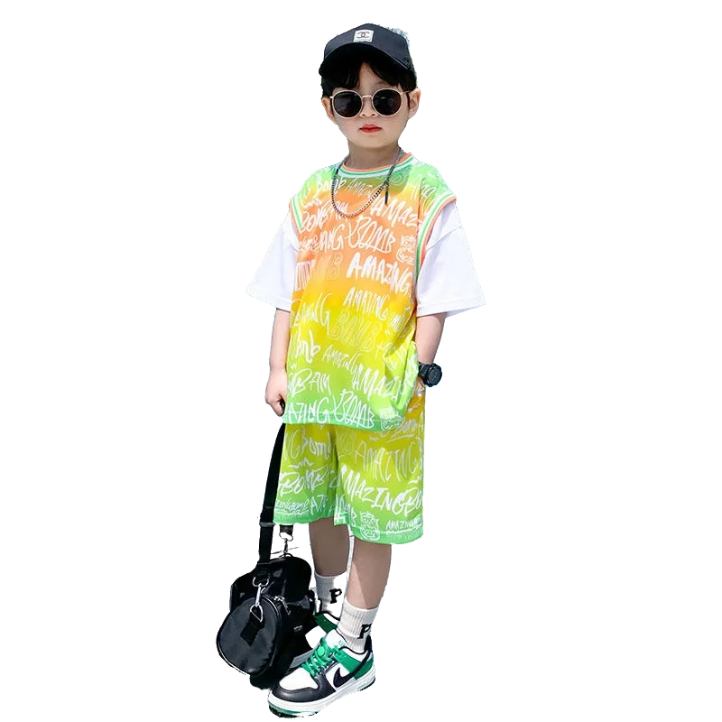 

Summer Outdoor Kids Sets Letter Print Baby Boys 2-Pieces Clothing Sets Breathable Quick-Drying T-Shirt + Shorts For 90-160cm