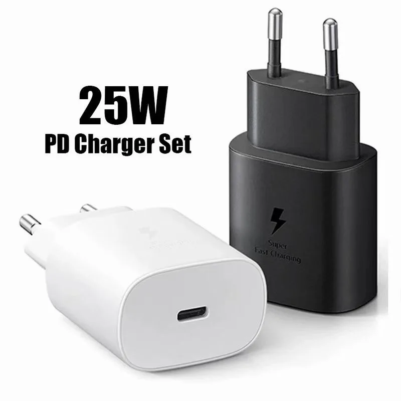 

For Samsung Note 10 Super Fast Charger Original 25W EU Power Adapter For Galaxy Note20 S20 A90 A91 A80 A70 S10 5G TypeC Cable