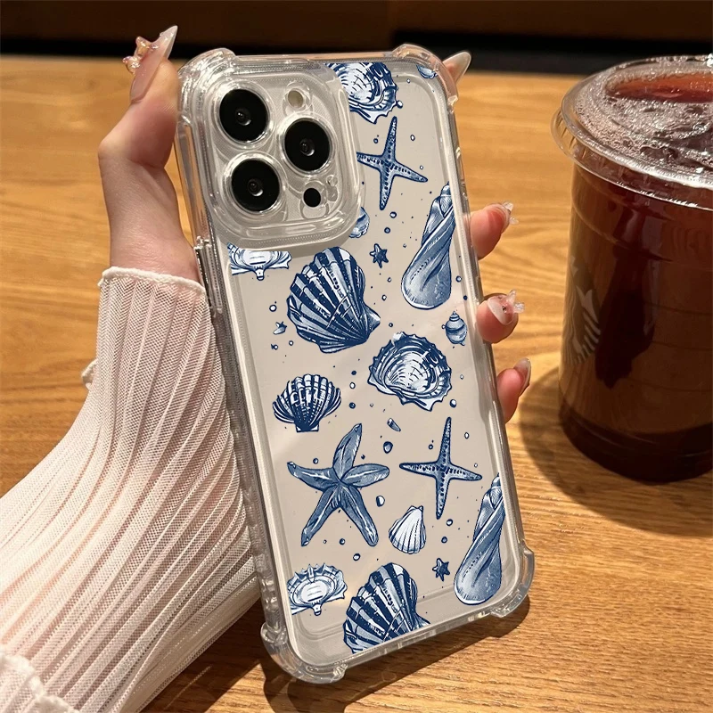Nautical Shark & Whale Pattern Soft Phone Case
