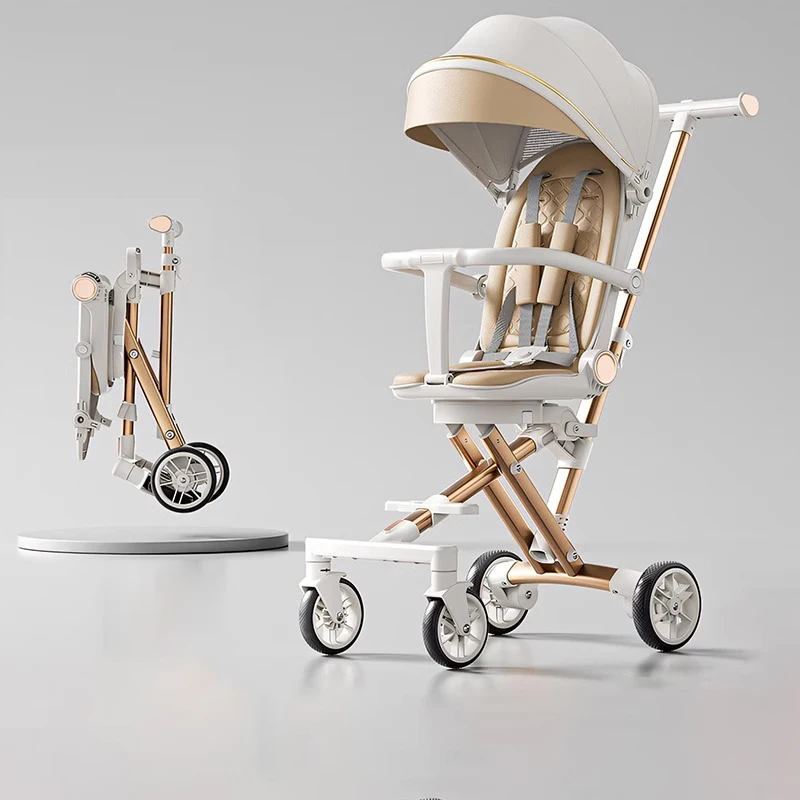Lightweight Stroller can be folded to sit and lie down with a Key to Close the Car High Landscape Two-way Children's Stroller