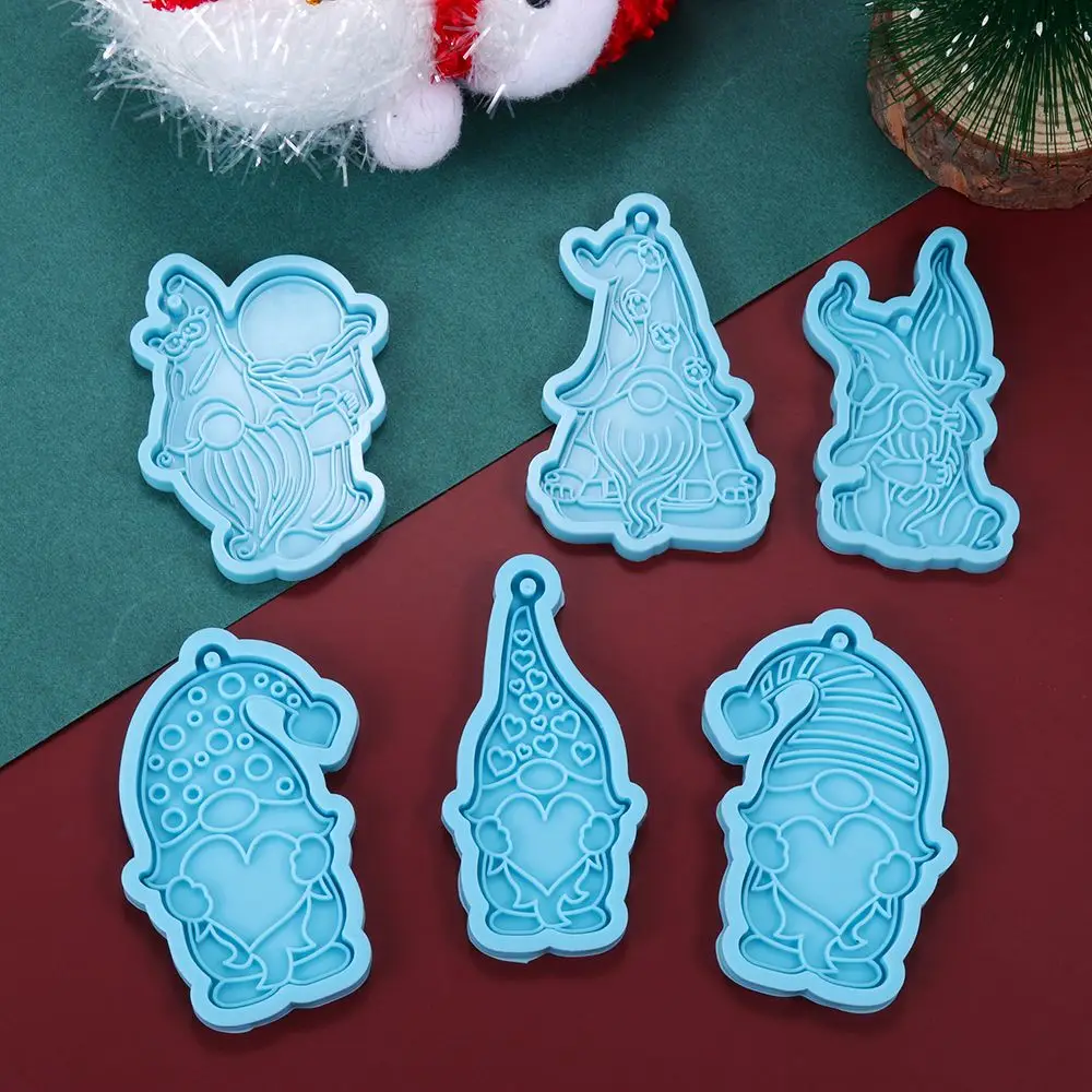 Silicone Mold Merry Christmas Keychain Garden Elves Epoxy Resin Mold Faceless Doll Dwarf DIY Craft Jewelry Pendant Casting Tool
