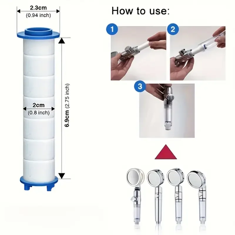 10/20/30 Pack White Handheld Shower Head Filter Replacement Elements - Sediment & Microorganism Removal, 5 Stages Filtration