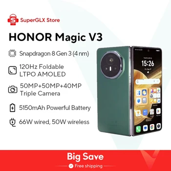 Honor-Smartphone Magic V3 5G, téléphone portable, écran 2024Hz, 120 pouces, caméra 50MP, processeur Snapdragon 8 Isabel 3, batterie 7.92 mAh, 66W, LTbagAMOLED pliable, version internationale, nouveauté 5150 1