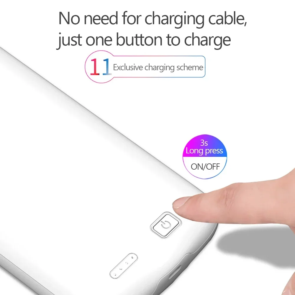 6000mAh 외부 배터리 충전기 아이폰 X XS XR 11 Pro Max 보조베터리 백업 충전기 커버 iPhone 6 7 8 플러스 SE2