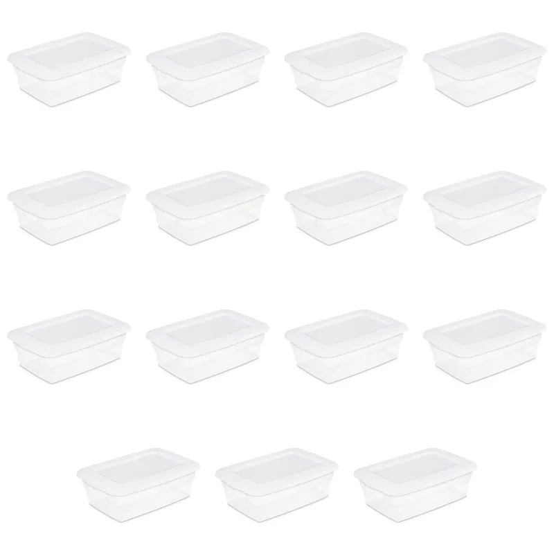 

Sterilite 12 Qt. Storage Box Plastic, White, Set of 15