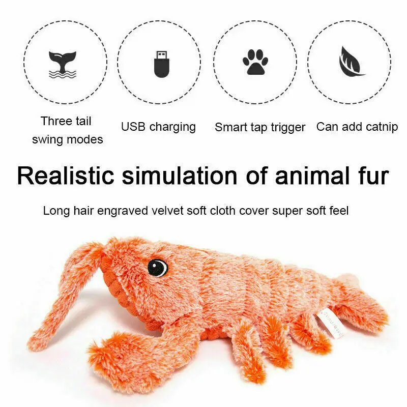 LNGOOR Flying Lobster Cat Toy Electric Mobile Cat And Dog Toy, Realistic Jumping  Fish, Plush Interactive Cat Toy, Suitable For Indoor Cats 