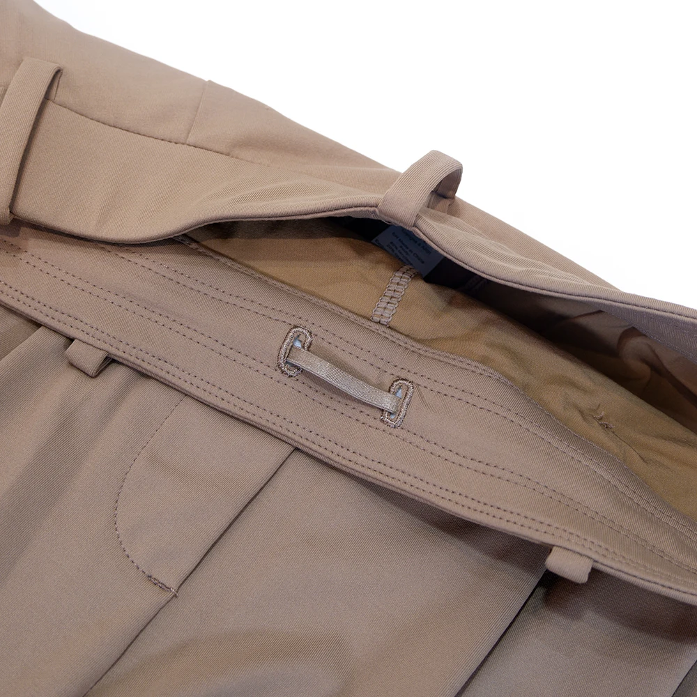 Pocketed suit pants with pleats, cool feeling, versatile wide-legged, long pants, casual, straight-cut, elastic waist