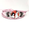 Omori Sunny And Mewo Pink Leather Bracelet Glass Cabochon Button Multilayer Bangles Wristband Gift 6