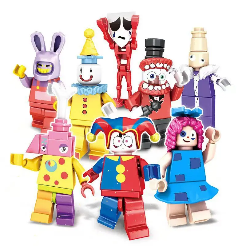 The Amazing Digital Circus Building Blocks Pomni Jax Blocks Televisione Pizza Pvc Modelli Congiunti Giocattoli Educativi Regali Per Bambini