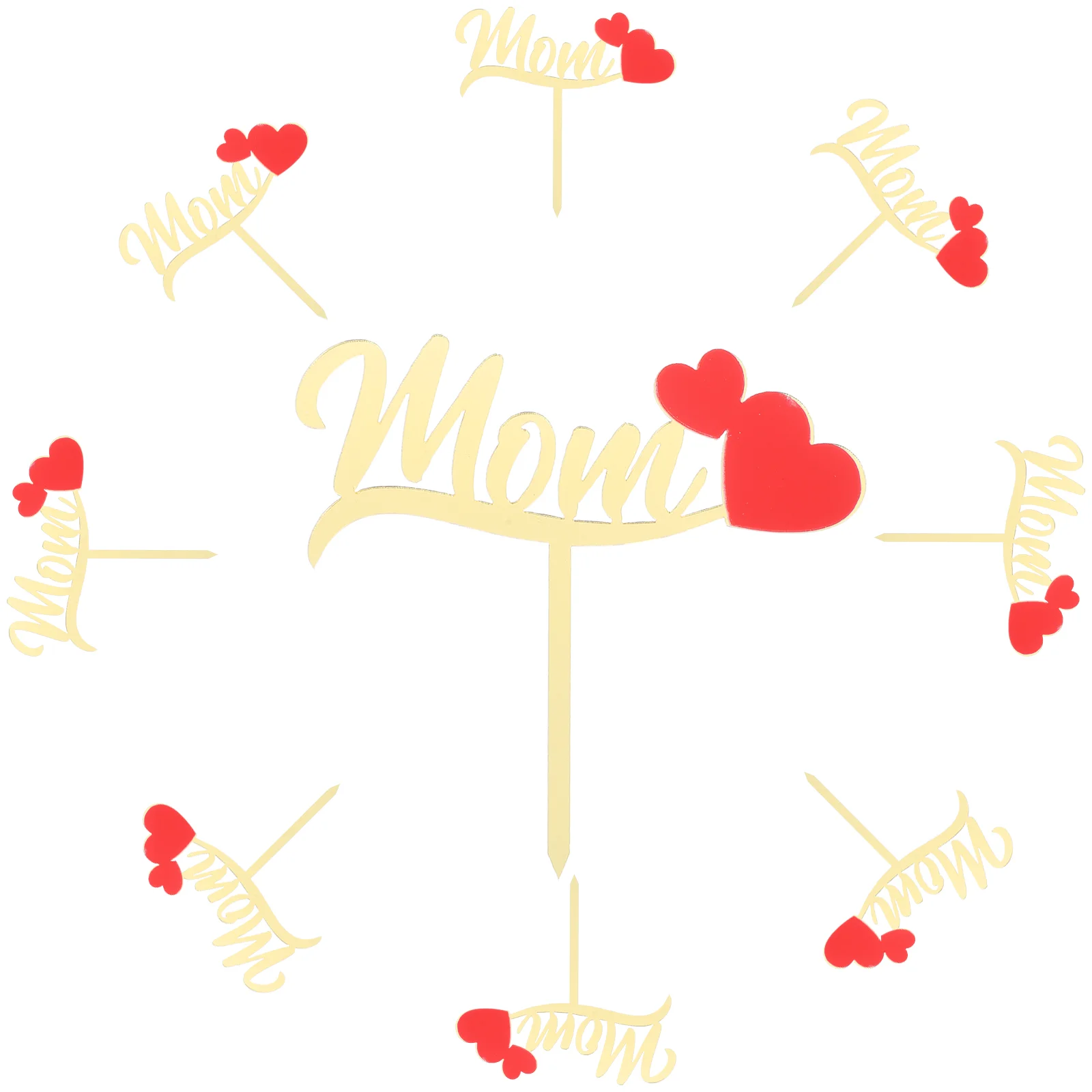 

10 Pcs Mother's Cake Inserts Baking Decors Decoration Topper Day Cupcake Toppers Decorate Acrylic Party Decorations For