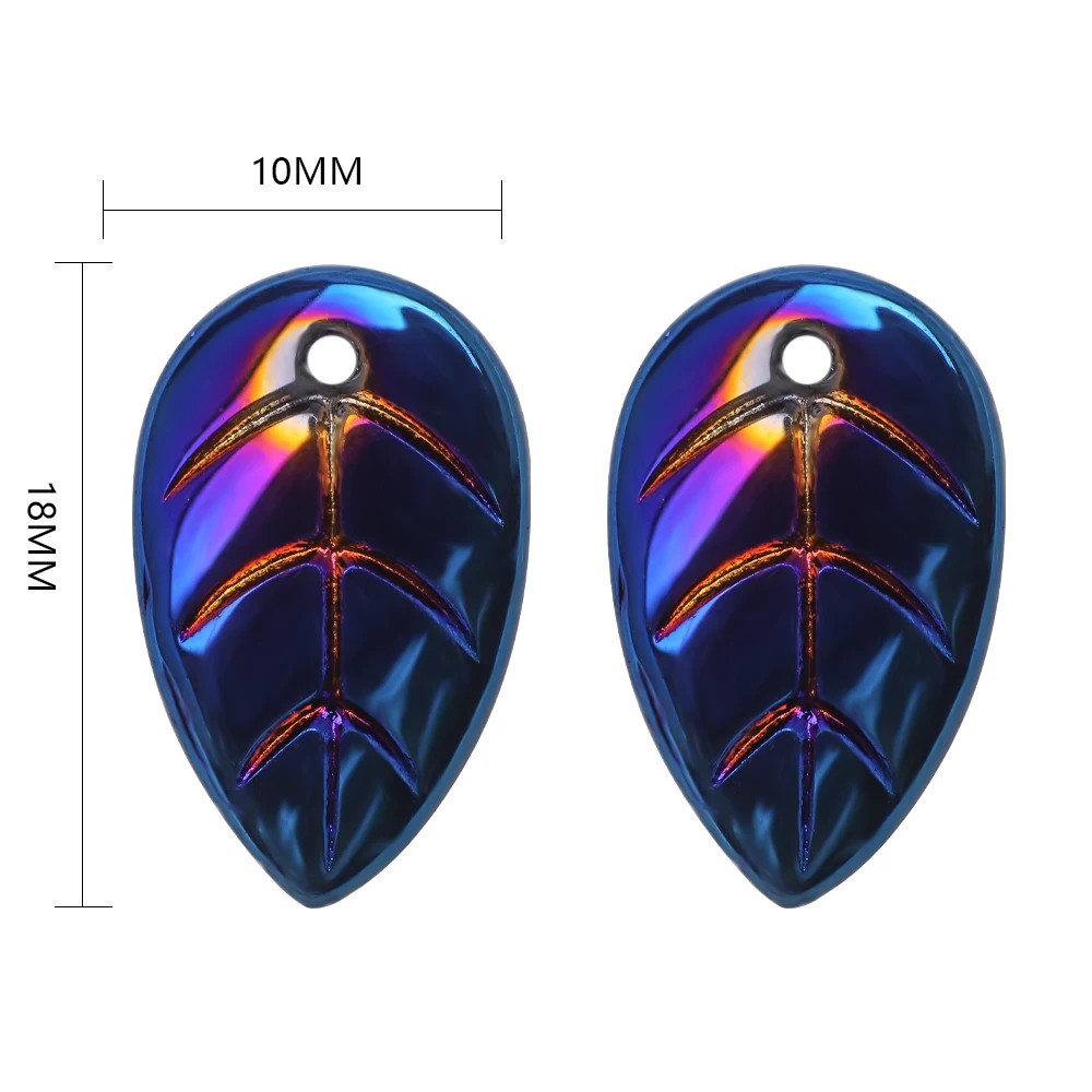 50개입 한 봉지 10X18mm 유리 구슬 잎 모양 전기도금 색상 루즈 스페이서 구슬 참 펜던트 체코 유리 DIY 액세서리