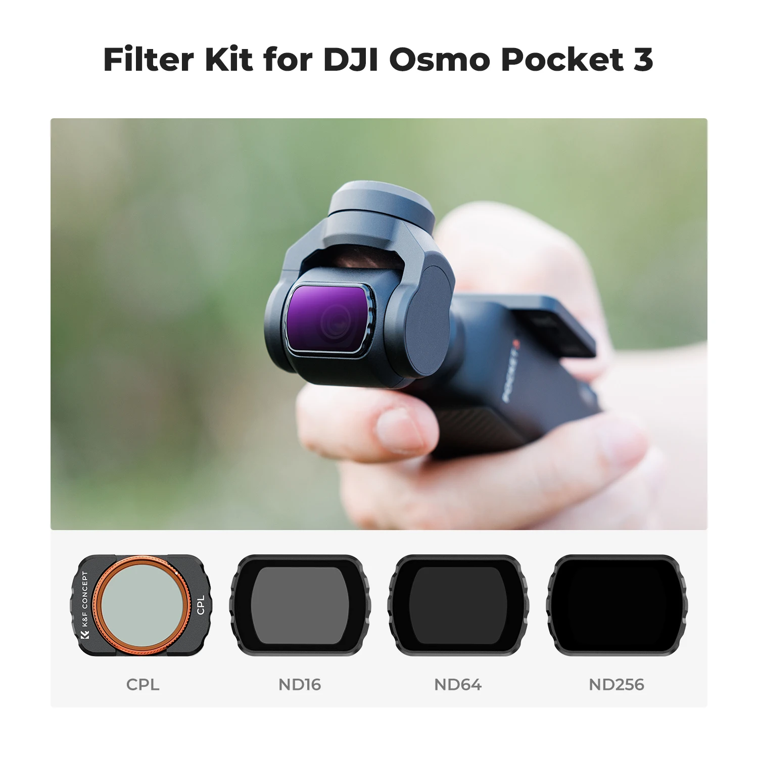 Osmo Pocket Wide Angle Lens K&F Concept Magnetic Black Diffusion