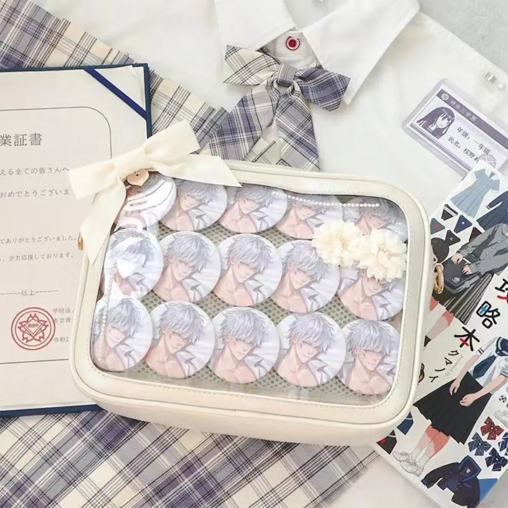 PU Solid Color Itabag Cotton Doll Bag Zipper Bag Transparent Bags Small Item Bag Idol Merchandise Storage Shoulder Bag Children